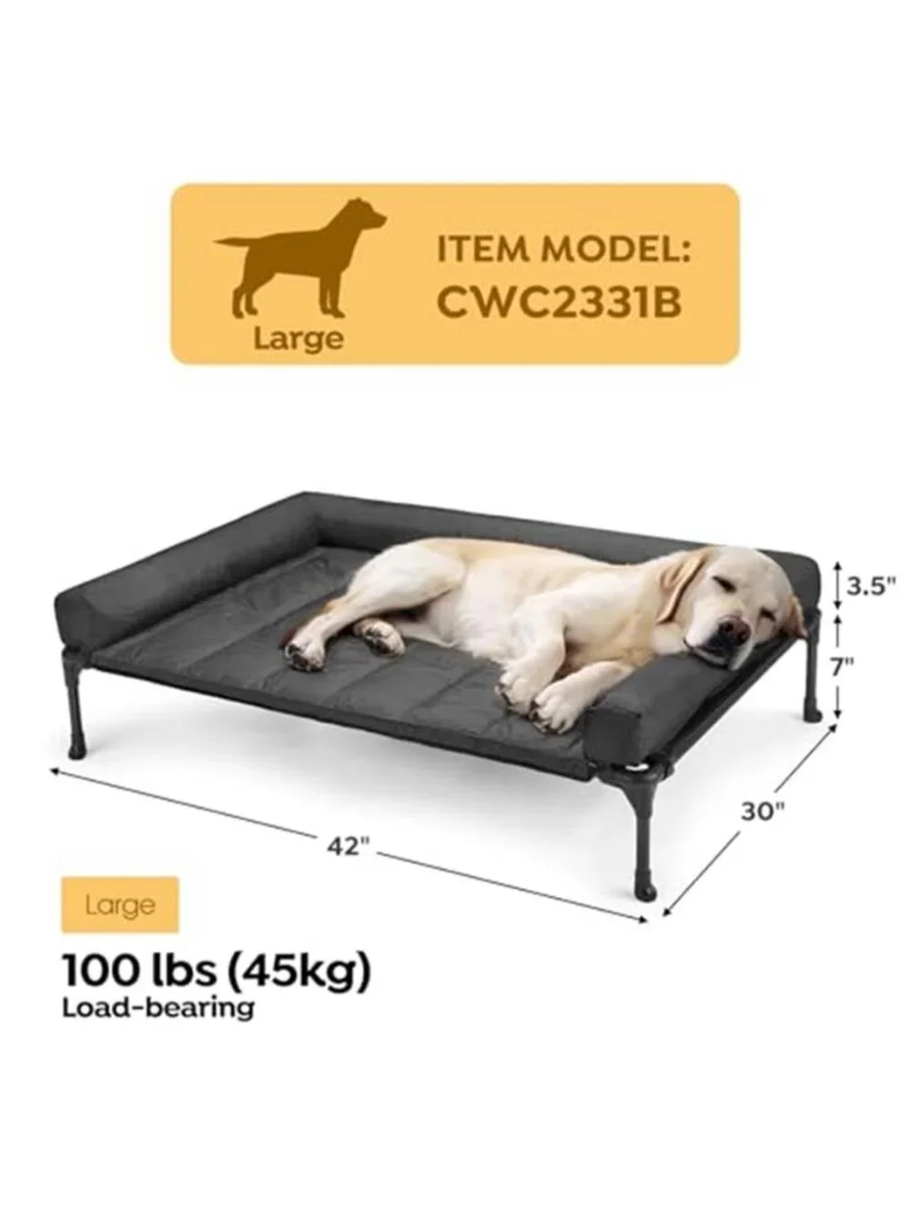 Cooling Elevated Dog Bed Add Removable Waterproof Bolster Cushion Mat